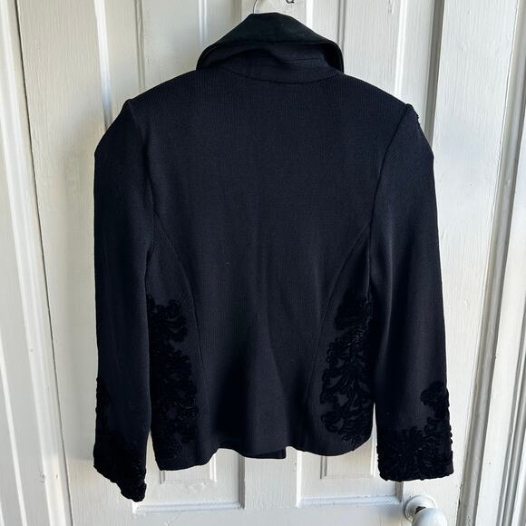 St. John Evening Knit Velvet Embellished Jacket - Picture 6 of 8